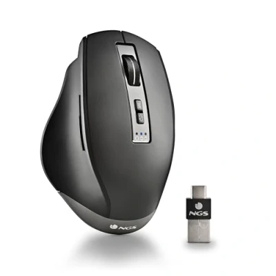 Immagine di NGS BLUR RB Mouse Multidispositivo senza Fili Ricaricabile, con Bluetooth 4.0/4.0, 800/1600/3200dpi, 10M Distanza, Colore Nero