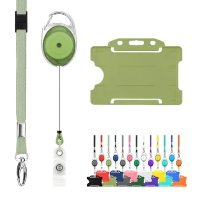 Immagine di Lanyards Tomorrow.co.uk Confezione tripla di cordino retrattile e porta badge LanyardsTomorrow Il set include un singolo semplice, moschettone estensibile Yoyo Reel Clip carta d&#039;i