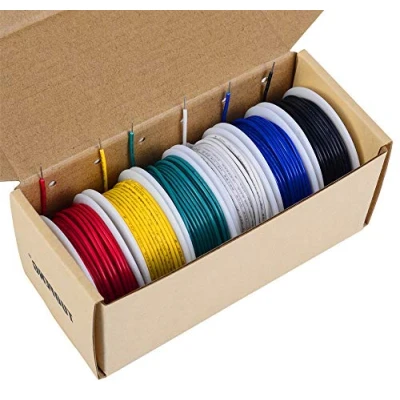 Immagine di TUOFENG 18 AWG Filo solido Kit 6 bobine da metri in diversi colori jumper gauge Set di cavi collegamento