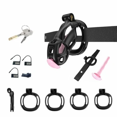 Immagine di EVANEM Dispositivo di bloccaggio della Gabbia Nera da Uomo può Essere Combinato con la Cinghia Supporto per Gli Esercizi. (C1B)
