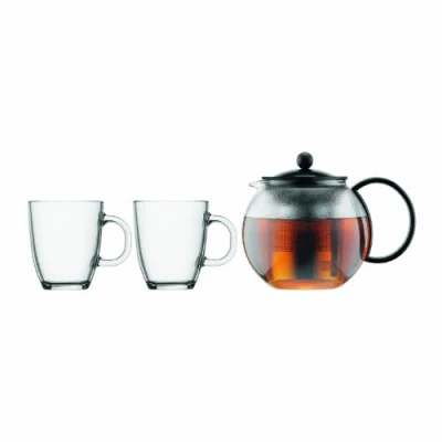 Immagine di Bodum Assam Set con teiera da 1 l, filtro e pressa in acciaio inox, 2 tazze 0,35l