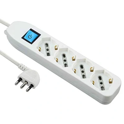 Immagine di Electraline 62069 Multipresa 4 posti polivalenti (schuko + 10/16A) con Interruttore Cavo 1,5 m Bianco