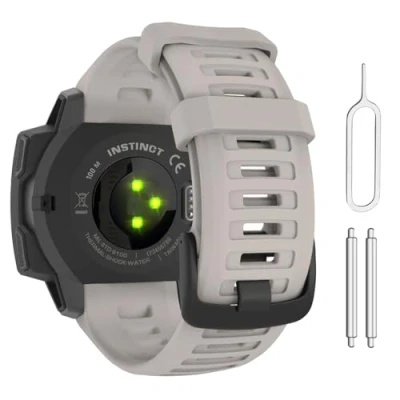 Immagine di MoKo 2 Pezzi Cinturino per Smartwatch in Silicone Compatibile con Garmin Instinct/Instinct Solar/Tactical/Instinct Accessori Orologi, Nero+Verde Scuro