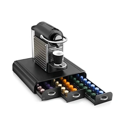 Immagine di CEP 2230060011 Organizzatore cialde per macchina da caffè, in plastica, colore: nero, 3 cassetti