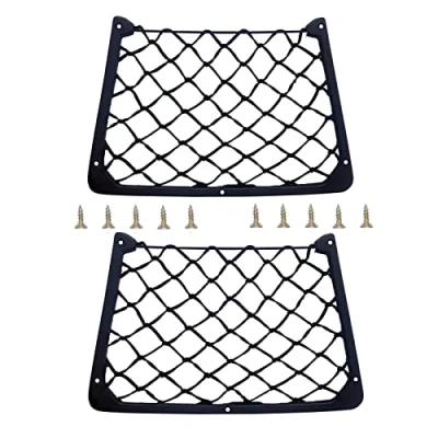 Immagine di BuxiuGK 2 Pezzi Rete Portaoggetti Auto con Telaio in Plastica,31x21cm Universale Storage Mesh Net Organizers 10 Viti per Sedile Utensili Camper,Barche,Casa