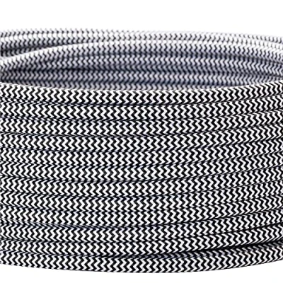 Immagine di ORION LIGHTSTYLE cavo tessile per lampade, 3 fili, 3x 0,75 mm², elettrico con conduttore di terra, accessori lampada (5m, Bianco Nero)