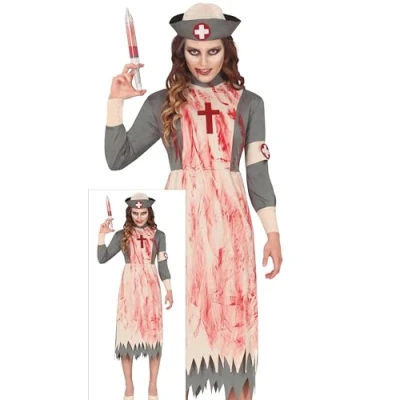 Immagine di Fiestas Guirca Costume da Infermiere retrò Zombie Donna, Argento/Grigio, M (38 40)