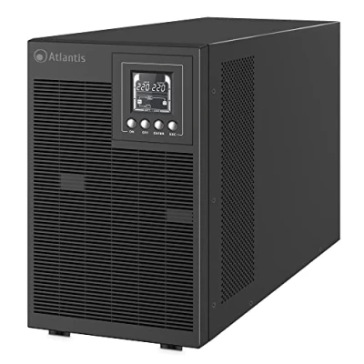 Immagine di Atlantis A03 OP3002P PRO UPS OnLine Gruppo di Continuità Server Doppia conversione Onda Sinusoidale Pura 3000VA 2700W, Tower display LCD, USB, seriale RS 232, 4 uscite IEC, slot SNMP, 6x12V 9Ah