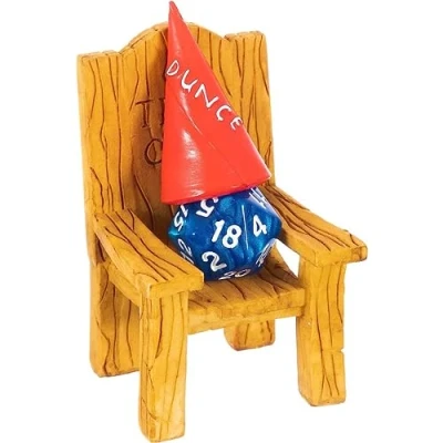 Immagine di DND Dice Jail Sedia del Castigo &amp; Cappello da Somaro Punisci i Dadi Cattivi con la della Vergogna Accessori/Regalo Per Dungeons and Dragons. Miniature Tutti D&amp;D D20 D10 D8 D6 D4