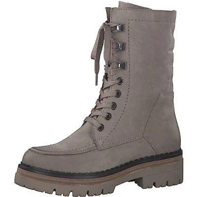 Immagine di MARCO TOZZI Stivaletti Donna con Lacci in Pelle Zeppa, Taupe Nubuck, 39 EU