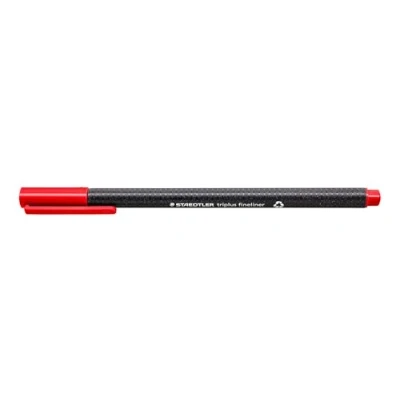 Immagine di STAEDTLER penne rosse Triplus fineliner, punta fine rinforzata in metallo 0.3mm, tratto sottile, fusto triangolare ergonomico, colori brillanti ideali per bambini, confezione da 10 334 2