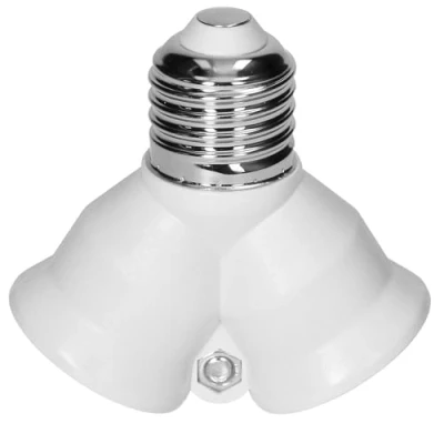Immagine di Miratic Adattatore di Sorgente Luminosa E27 Sdoppiatore Finitura Bianca Splitter Ampio Uso Portalampada 230V 50Hz (2 x E27)
