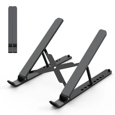 Immagine di supporto per computer portatile, in alluminio, regolabile, tablet, ergonomico e pieghevole, compatibile con MacBook Air Pro, Lenovo Più laptop da 10 a 15.6 pollici, grigio
