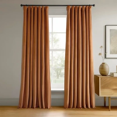 Immagine di HPD Half Price Drapes Signature VPCH 180408 96 Tende oscuranti in velluto per camera da letto, 127 x 248 cm (1 pannello), colore: zucca bruciata