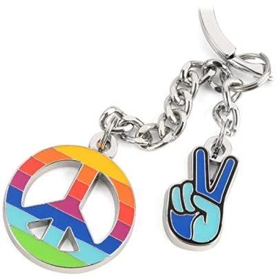 Immagine di Troika Small Peace KR22 68/CH Portachiavi con 2 ciondoli in metallo, colore colorato, multicolore, 7,7cm, Moderno