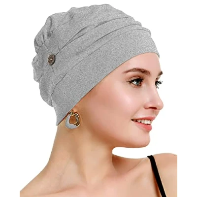 Immagine di osvyo Bambù Chemo Turbina Donna Cancro Calvizie Cappello Copricapo leggero in COTONE Imballaggio Sigillato, LUCIDO GRIGIO MACCHIO, Taglia unica