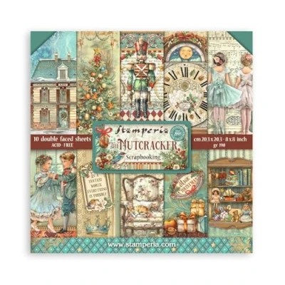 Immagine di Stamperia Scrapbook Paper Pad for Scrapbooks, Album, Card Making, Bullet Journals and More, Acid Free, Double Sided, Perfect Hobbies, Crafts Gifting (The Nutcracker) (20,3 x 20,3 cm)