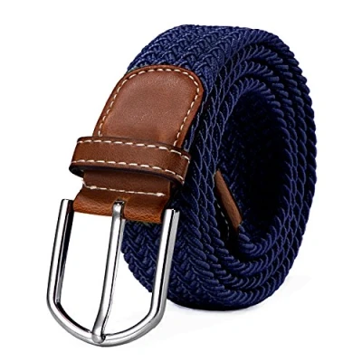 Immagine di Cintura in tessuto elasticizzato da donna e uomo lunghezza 100 a 130 cm intrecciata blu scuro