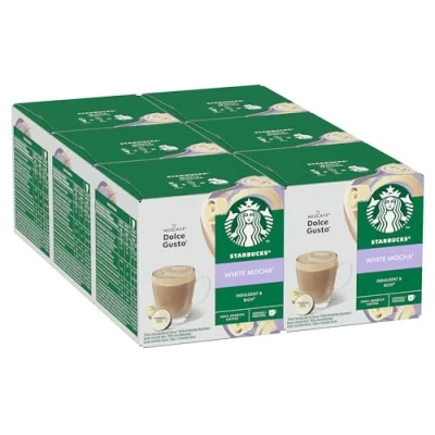 Immagine di STARBUCKS White Mocha by Nescafé Dolce Gusto Latte Cioccolato Bianco e Caffè, 6 confezioni da 12 capsule (72 compatibili Gusto)