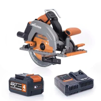 Immagine di Evolution Power Tools R185CCS Li Sega circolare a batteria senza spazzole 18v Ion Lama multimateriale TCT, taglia legno, metallo, plastica, guida inclusa, e caricabatterie inclusi, 185mm