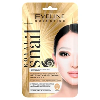 Immagine di Eveline Cosmetics Royal Snail Maschera Anti Aging con Mucina di Lumaca, Matrixyl Morphomix &amp; Olio Avocado Trattamento Viso Rassodante e Levigante per Pelle Matura Sensibile