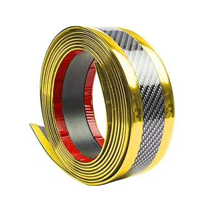 Immagine di ETOPARS Protezione Paraurti Auto Fibra di Carbonio Oro 5cmx2.5m Protezioni per davanzali Porta Gomma Soglia Trim Autoadesive AntiGraffio