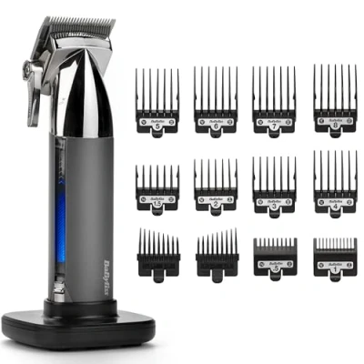 Immagine di BaByliss MEN E996E Super X Metal Series, Tagliacapelli senza filo, lame in acciaio giapponese, 10 guide a pettine, 2 coniche, batteria al litio, display digitale, struttura metallica
