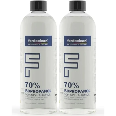 Immagine di ferdoclean Isopropanolo al 70% in 2 flaconi da 1000 ml, solvente a base di alcool IPA, detergente per la casa, cucina, l&#039;auto e altro ancora, ideale rimozione dei grassi