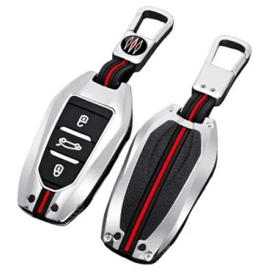 Immagine di Otai Custodia Per Chiave Remota Auto in Lega di Zinco Coperchio Peugeot 308 408 508 2008 3008 4008 5008 Citroen C4 C4L C6 C3 XR 3 Pulsanti (D&#039;argento)