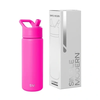 Immagine di Simple Modern Borraccia Termica con Cannuccia per Bambini Bottiglia Acqua in Acciaio Inossidabile Isolato Sport e Palestra Summit 530ml Raspberry Vibes