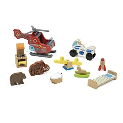 Immagine di Stokke MuTable Accessori Casa dei Giochi by Hape Toys Versione 2023 Include 10 giocattoli colorati in legno Per bambini dai 3 anni su