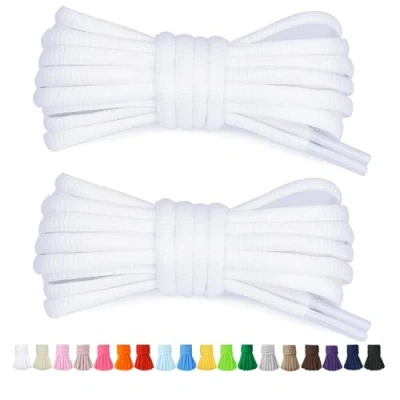 Immagine di Stepace 2 Paia di Lacci Arrotondati da 60cm per Sneakers, Lunghezza 200cm 18 Colori, Scarpe Bianco 100cm