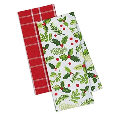 Immagine di DII CAMZ10189 Set di 2 Asciugamani per Piatti Natalizi, Compri Holly, 18 x 28