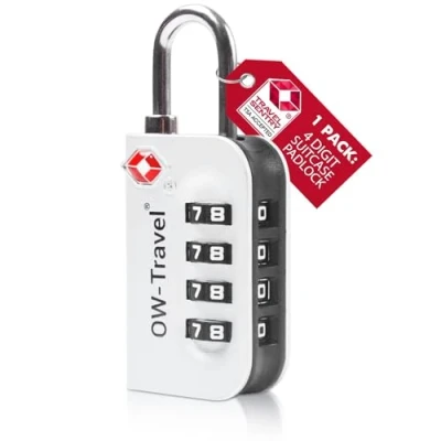 Immagine di OW Travel lucchetto combinazione Valigia TSA 4 cifre per Valigie e Bagagli da Viaggio. con armadietto, palestra.Serratura a Argento 1 pezzo