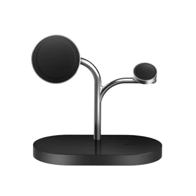 Immagine di Wireless Charger Caricatore 3 in 1 con Ricarica Rapida 15W, Adattatore e cavo dati inclusi, per Galaxy Smartphone, Smartwatch Buds, Black