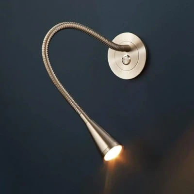 Immagine di HAvern Applique da Parete, Lampada Lettura a Parete Dorata, Comodino LED, Flessibile Collo di Cigno con Interruttore Pressione, m