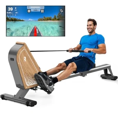 Immagine di VOWVIT vogatore per casa OR3, magnetico con monitor Bluetooth, 16 livelli di resistenza, compatto capacità peso 160 kg, conservazione verticale, 2 anni garanzia (beige)