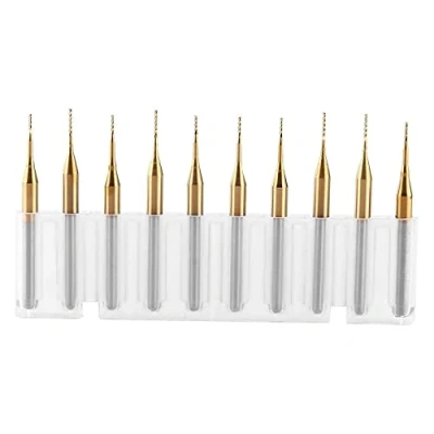 Immagine di Akozon Punta Fresa Drill Milling Cutter 10 pz 3,175mm x 0,6mm con Rivestimento in Titanio Cappotto Carburo di Tungsteno Fine Incisione Bit