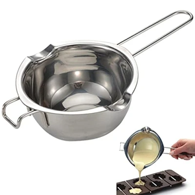 Immagine di mellystore Melting Pot in Acciaio Inossidabile 600ML Burro di Cioccolato Ciotola Fusione a Bagnomaria per Far Fondere Cioccolato, Burro, Caramelle, Formaggio, Candela, Sapone