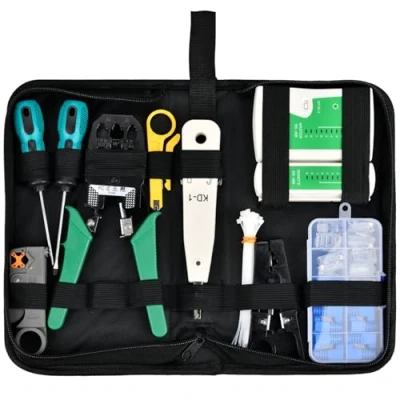 Immagine di MAMIELIZ 12 in 1 Strumenti Kit di Rete Professionali, Pinza Crimpatrice RJ45, Ethernet Manutenzione del Computer LAN Tester Cavo per RJ11, RJ12
