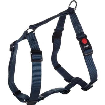 Immagine di Flamingo H Ziggi Pettorina per cani blu scuro L, regolabile in continuo, con anello legare un guinzaglio, fibbia a clic e pulsante di sicurezza