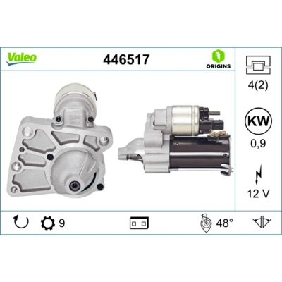 Immagine di VALEO 446517 Motorino di avviamento 12 0,9 9 NEW ORIGINAL PART CITROËN: C5 III Station Wagon, C4 I Hatchback, Grand Picasso