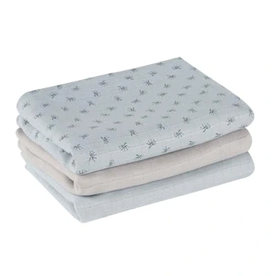 Immagine di roba Set 3 Lenzuolini Bio Lil Planet Mussola di Cotone Biologico Certificato GOTS 80 x cm Traspirante Idrorepellente e Lavabile Ottimale per Tutte le Stagioni Azzurro