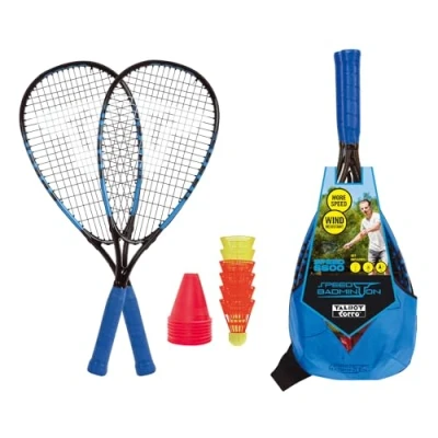 Immagine di Talbot Torro 490116, Set da Badminton, 2 Racchette in Alluminio 58.5 cm, 6 Volani Veloci e Resistenti al Vento, Incluse 8 Picchetti Unisex Adulto