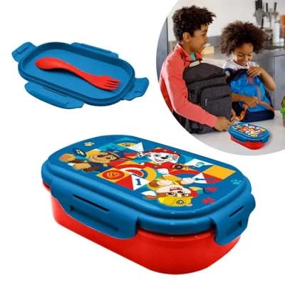 Immagine di SRV Hub Paw Patrol Contenitore per il pranzo bambini, a prova di perdite, riutilizzabile, con 2 scomparti e posate, senza BPA, adatto al microonde alla lavastoviglie, dai 3 anni in su