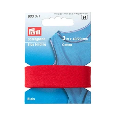 Immagine di Prym Nastro sbieco in cotone, colore: rosso, 100% CO, 20 mm Falzung: 40/20 3 m