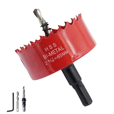 Immagine di Hole Saw Drill Bit HSS Cutter with Arbor for Wood and Metal LAIWEI (2 9/16&quot;(65mm))