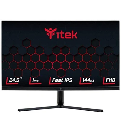 Immagine di Itek Monitor GGF 24.5 Pollici, Piatto, Risoluzione FHD 1920x1080, Pannello Fast IPS da 144Hz, Schermo 16:9, Risposta 1ms G2G, Collegamenti 2xHDMI e DP, USB, Altoparlanti, HDR, Adaptive Sync