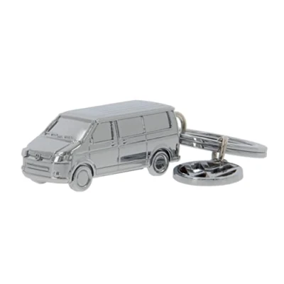 Immagine di Brisa VW Collection Volkswagen Portachiavi vintage in metallo smaltato, per chiavi/zaino/borsa, Bus T5/T6 design (Bus classico/Argento)