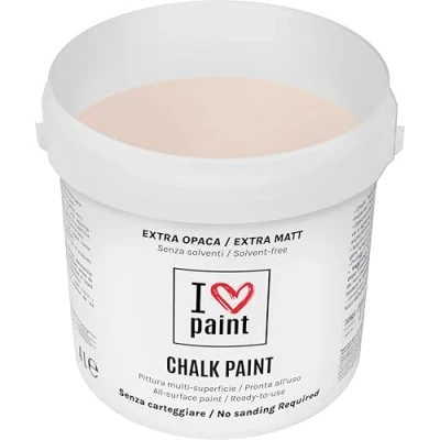 Immagine di I LOVE CHALK PAINT Rosa Antico Senza CARTEGGIARE Colora Mobili, Pareti e Oggetti solventi formaldeide Inodore a base di acqua (4 Litri)